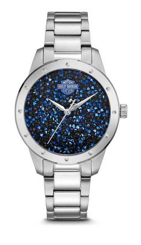 Harley Davidson watch silver with blue crystals