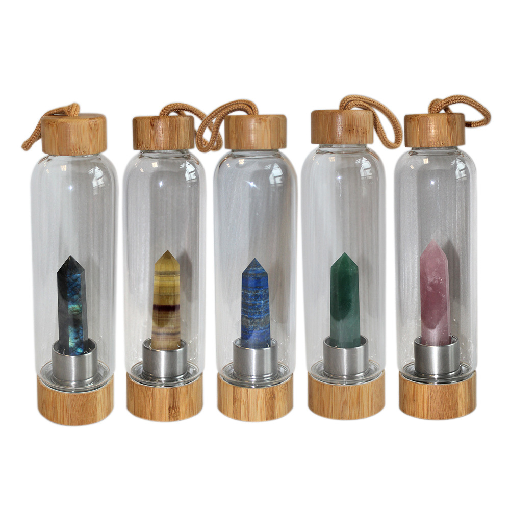 Glass water bottles with Gems Stones